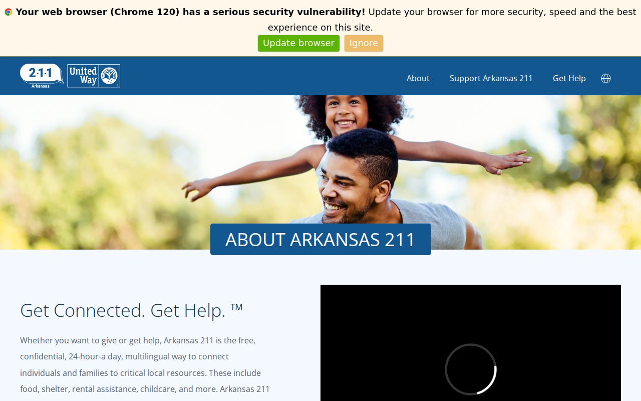 Arkansas phone directory resource page for the statewide Arkansas 211 service