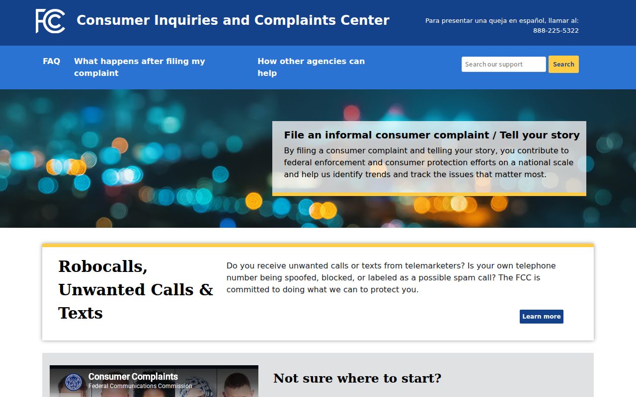 Arkansas phone numbers complaint search at the FCC Consumer Complaint Center